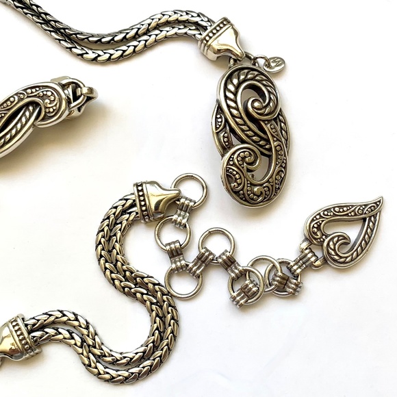 BRIGHTON, vintage silvertone chain belt - Picture 5 of 8